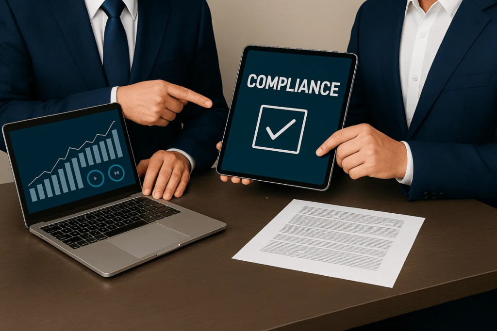 La importancia de inscribir las bases de datos ante la superintendencia de industria y comercio 4 Empresario gestionando el Registro Nacional de Bases de Datos para cumplir con la protección de datos en Colombia.
