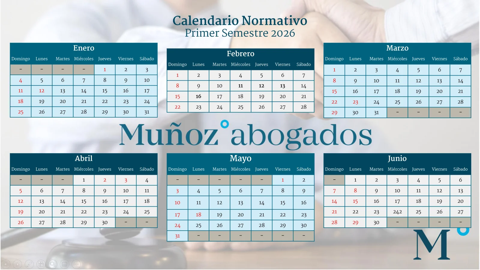 Muñoz°Abogados Calendario Normativo 2026 1 page 0001